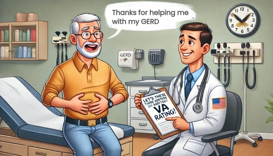 GERD VA Rating -- woman in doctors office