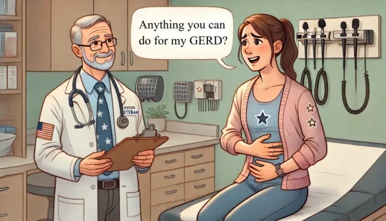 GERD VA Rating -- guy in doctors office