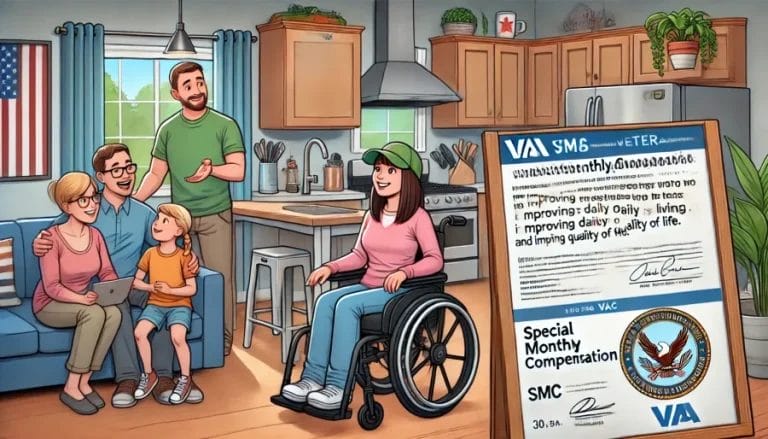 VA Special Monthly Compensation (SMC) with a female veteran and her family